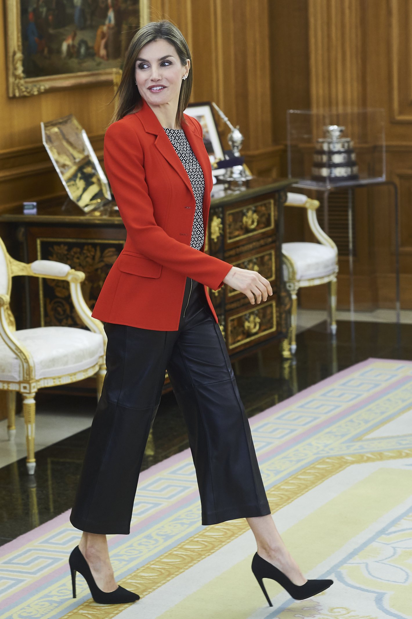 Mandatory Credit: Photo by REX/Shutterstock (5636277p) Queen Letizia An audience with Queen Letizia, Zarzuela Palace, Madrid, Spain - 13 Apr 2016